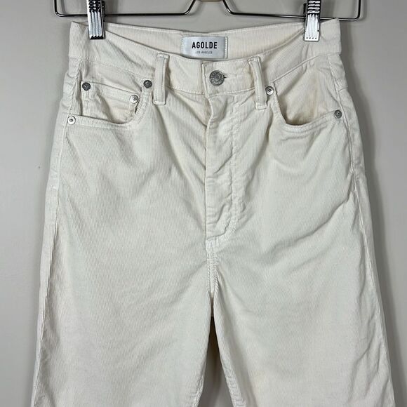 Agolde Corduroy 90s Straight Leg Pants Cream Size 25 - Picture 5 of 10